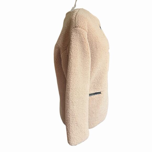 J Crew Factory Coat Women's Sherpa Toggle Beige XSP Petite Bohemian Boho - Picture 4 of 7